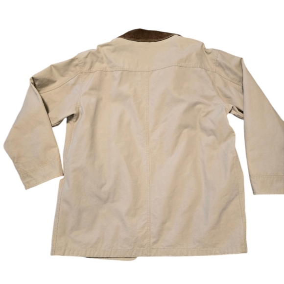 LL BEAN Barn Coat Men’s Large Beige Corduroy Collar Cord Trim Jacket - Picture 2 of 10
